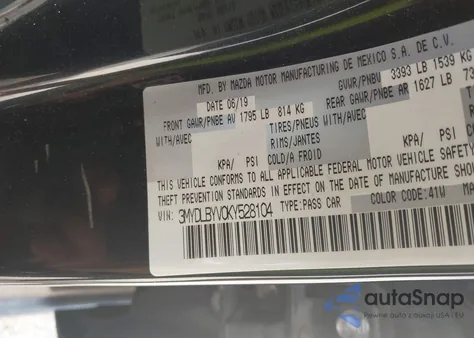 2019 Toyota Yaris L из США, поврежденный, VIN 3MYDLBYV0KY528104